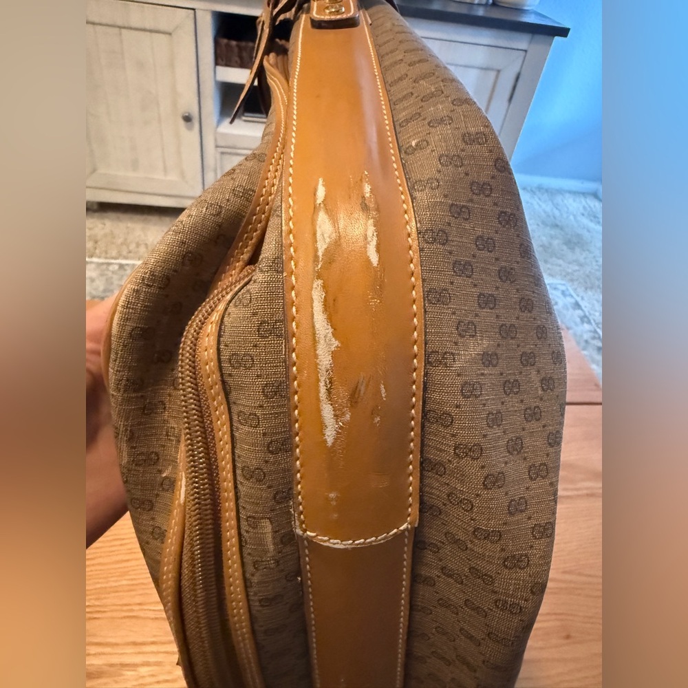 Vintage Gucci GG Monogram Suitcase Travel Bag Carry-On Brown Tan - Picture 7 of 16